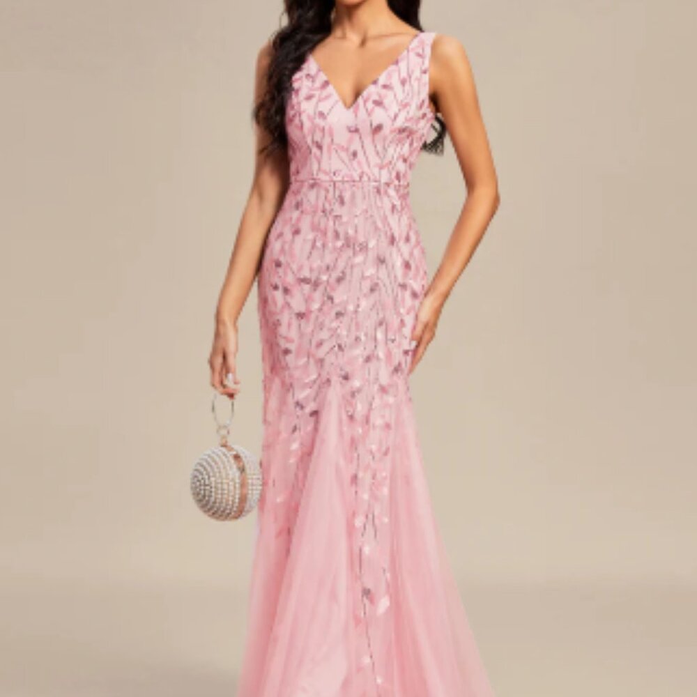 Ever Pretty Size 4 Pink Sequins Formal Dress